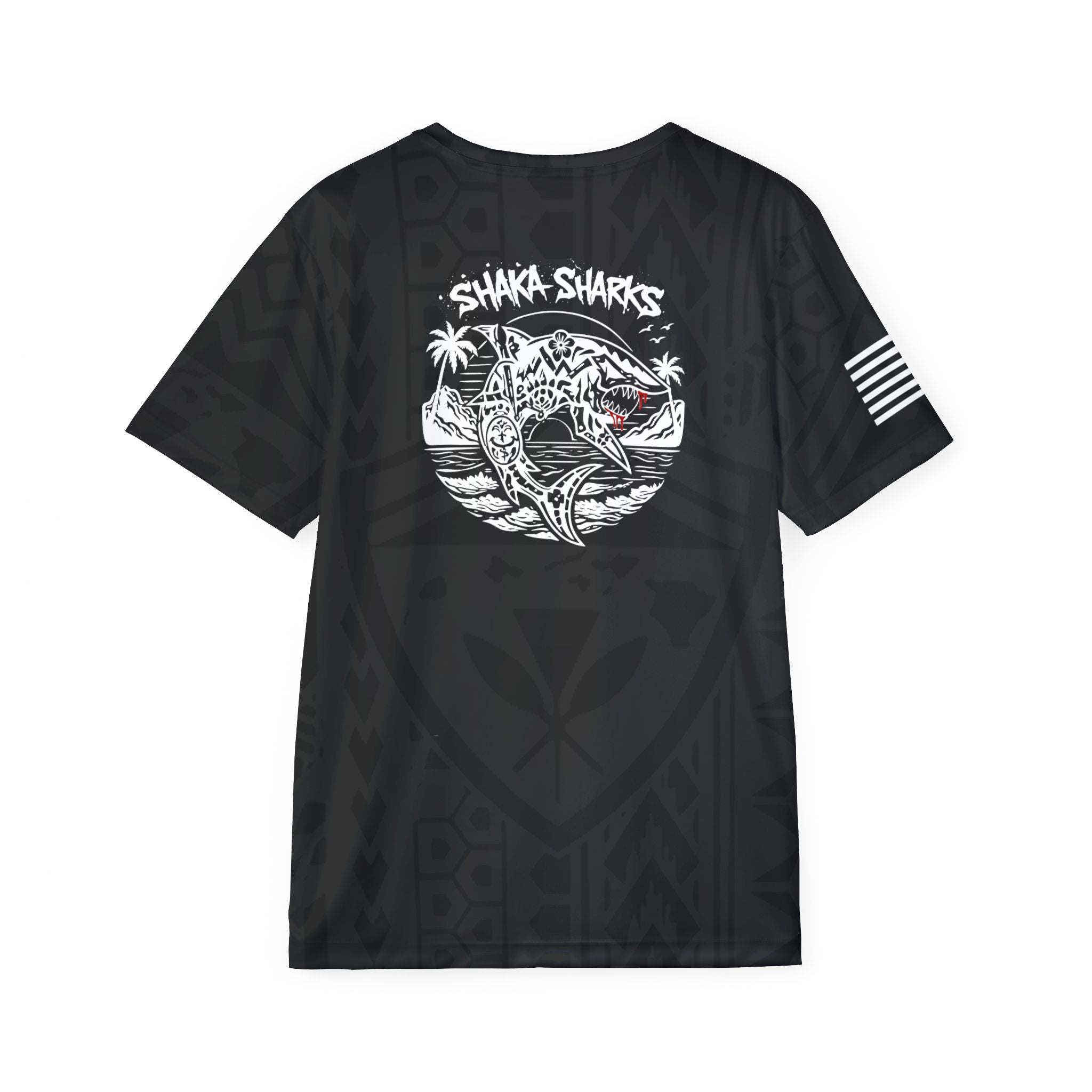 Shaka Sharks Black Silk Tribal PT Shirt